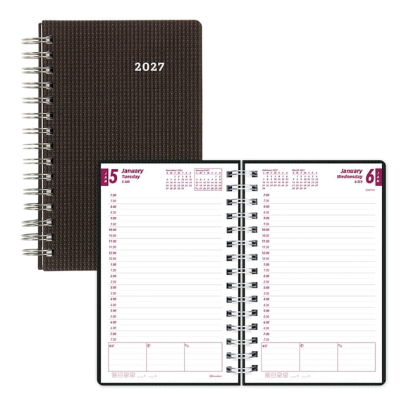 Monthly/Yearly Planner, 2027 (Black, Purple, Raspberry) by Brownline