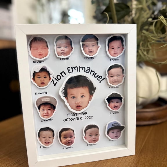 Monthly frame Baby first year personalized/ 3D monthly milestone With Frame Shadow box frame
