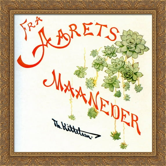 Months of year book cover 28x28 Large Gold Ornate Wood Framed Canvas Art by Theodor Severin Kittelsen