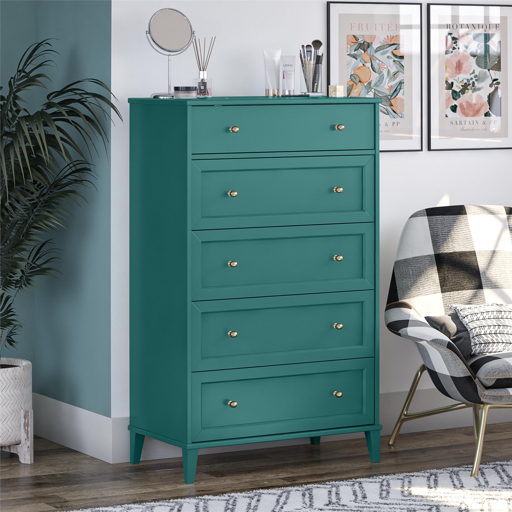 Ameriwood Home Monticello Tall 5-Drawer Dresser, Emerald Green