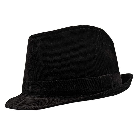 Montique Black Fedora Corduroy Stingy Brim Hat H18