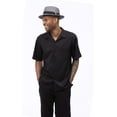 thumbnail image 1 of Montique Black Walking Suit Solid Color Short Sleeve Shirt Men's Leisure Suit 696, 1 of 3