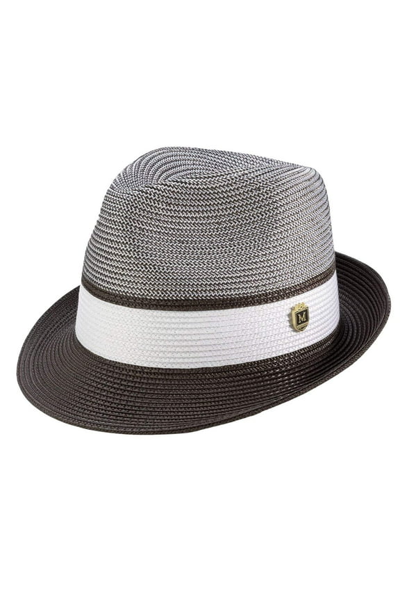 Montique Brown Two Tone Braided Stingy Brim Pinch Fedora Hat H-22