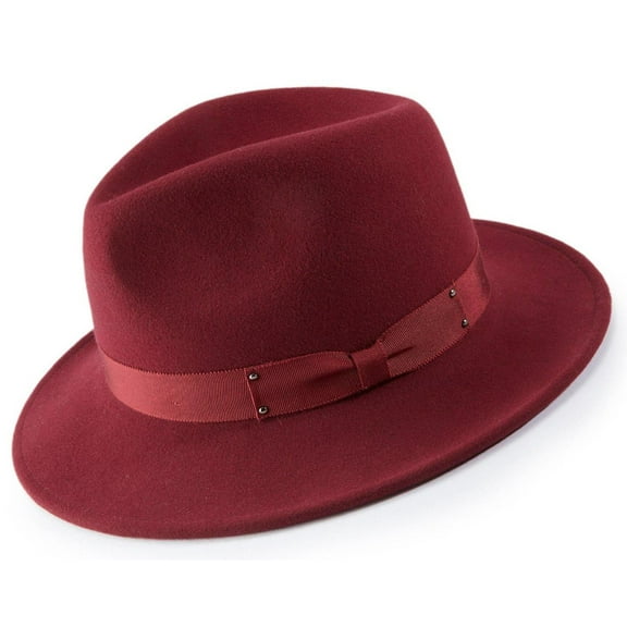 Montique Burgundy Color 2 1/2 Inch Wide Brim Wool Felt Hat H-70