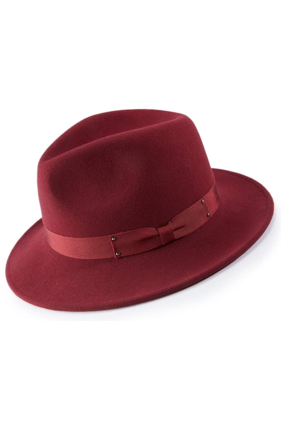 Montique Burgundy Color 2 1/2 Inch Wide Brim Wool Felt Hat H-70