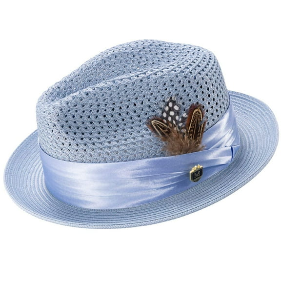 Montique Carolina Solid Color Pinch Braided Fedora With Matching Satin Ribbon Hat H-34