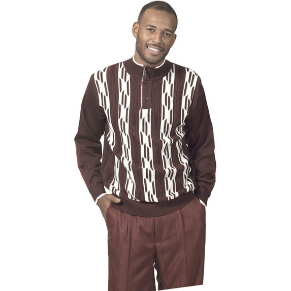 Montique Chestnut Men's Plaid Sweater & Pants Set 1702
