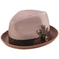 thumbnail image 1 of Montique Cognac Braided Stingy Brim Pinch Fedora Hat H1904, 1 of 1