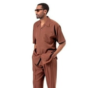 Montique Cognac Rust Short Sleeve Two Piece Outfit Walking Suit 696 Size M
