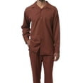 thumbnail image 1 of Montique Cognac Solid Color 2 Piece Men's Walking Suit Long Sleeve Shirt 1641, 1 of 3