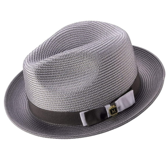 Montique Grey Two Tone Braided Pinch Fedora Hat H-68