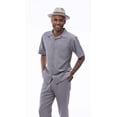 thumbnail image 1 of Montique Grey Walking Suit Solid Color Short Sleeve Shirt Men's Leisure Suit 696, 1 of 3