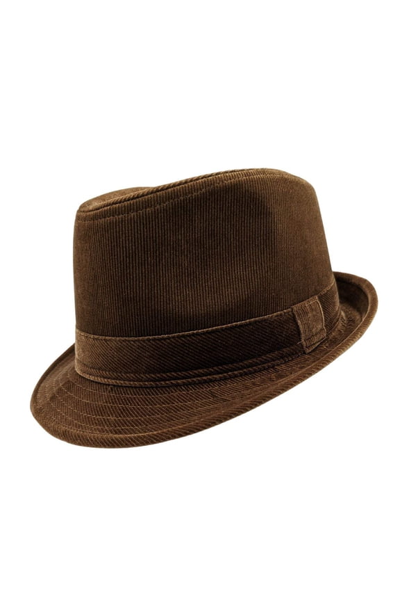 Montique Khaki Fedora Corduroy Stingy Brim Hat H-18