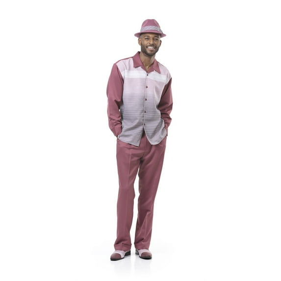 Montique Mauve Color 2 Piece Men's Walking Suit Long Sleeve Shirt 1963
