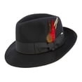 thumbnail image 1 of Montique Men's Black Fedora Snap Brim Soft Fine Felt Pinch Hat H08, 1 of 1