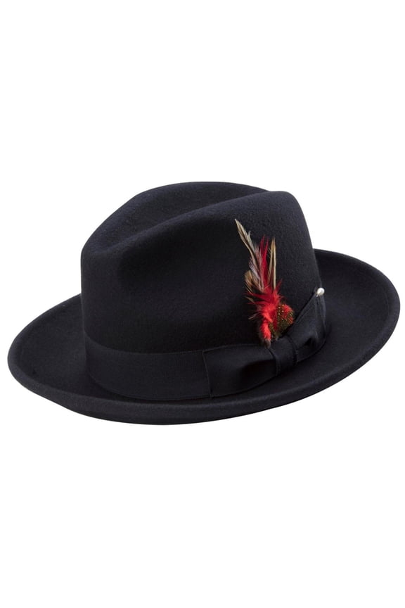 Montique Men's Black Felt Pinch Fedora Untouchable Gangster Hat H09