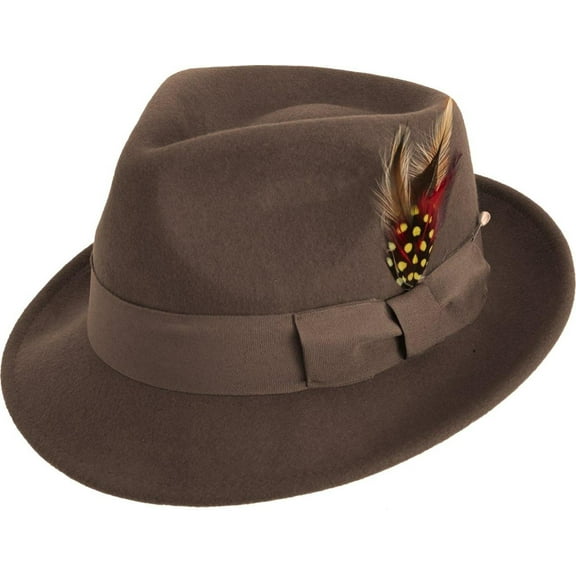 Montique Men's Brown Bogart Fedora 2 1/8 Inch Brim Felt Hat H11