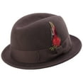 thumbnail image 1 of Montique Men's Brown Center Crease Stingy Snap Brim Hard Felt Fedora Hat H53, 1 of 4