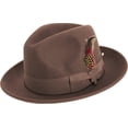 thumbnail image 1 of Montique Men's Brown Felt Pinch Fedora Untouchable Gangster Hat H09, 1 of 1