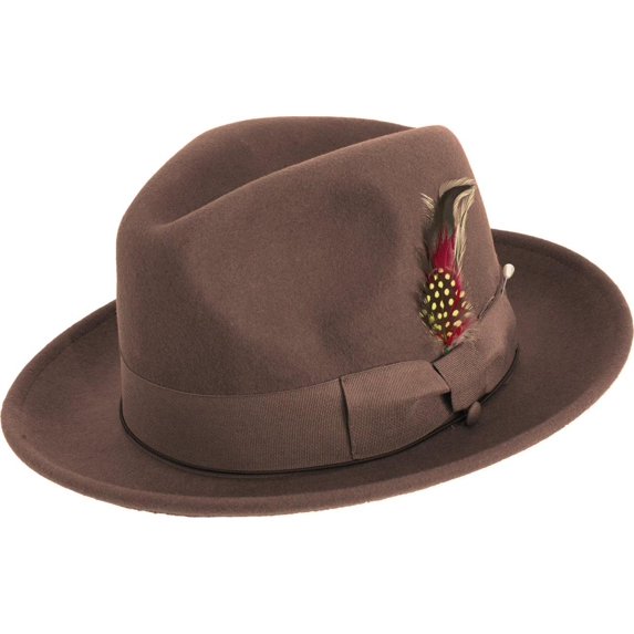 Montique Men's Brown Felt Pinch Fedora Untouchable Gangster Hat H09