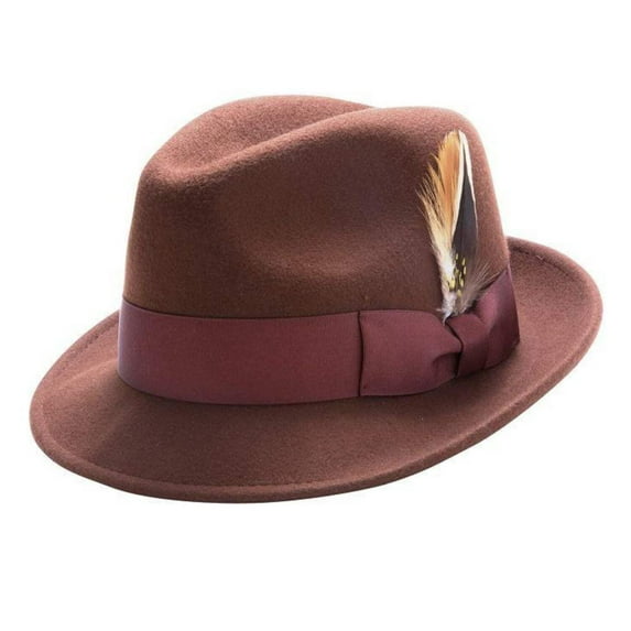 Montique Men's Brown Pinch Crushable Litefelt Snap Brim Hat H37