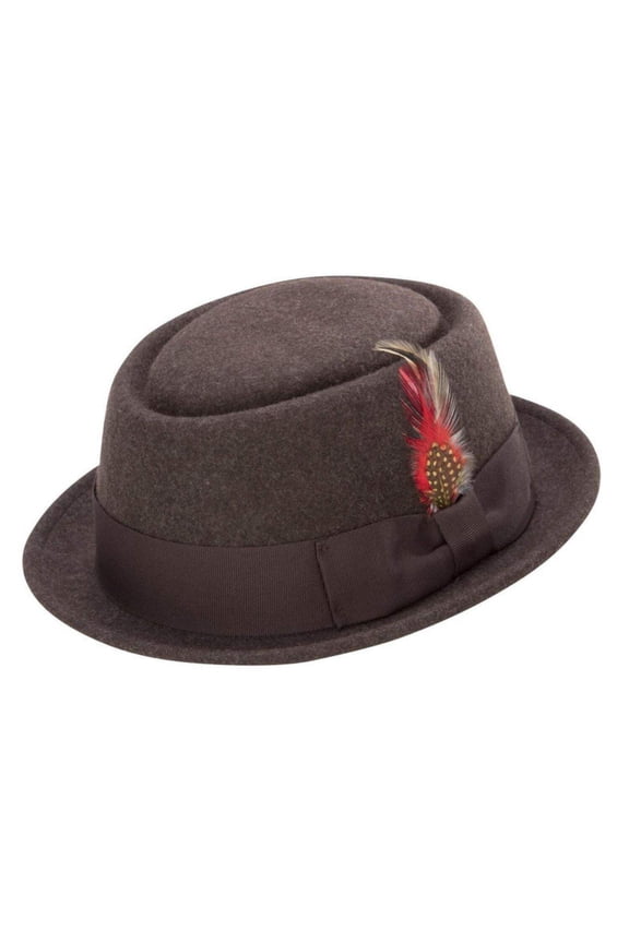 Montique Men's Brown Soft Rabbit Wool Snap Brim Pork Pie Teardrop Dent Hat H52