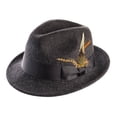 thumbnail image 1 of Montique Men's Charcoal Snap Brim Crushable Felt Wool Fedora Hat H10, 1 of 1