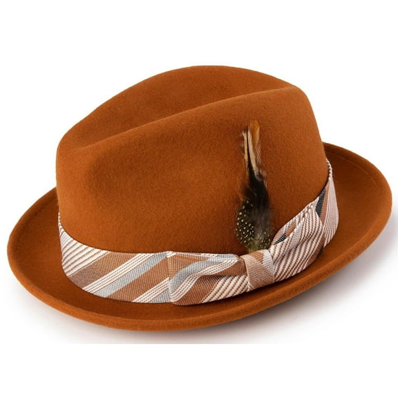 Montique Men's Cognac Color Wool Felt Dress Hat H-1923