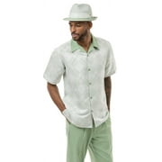 Montique Men's Green Pattern Short Set Outfit 72056 Size M