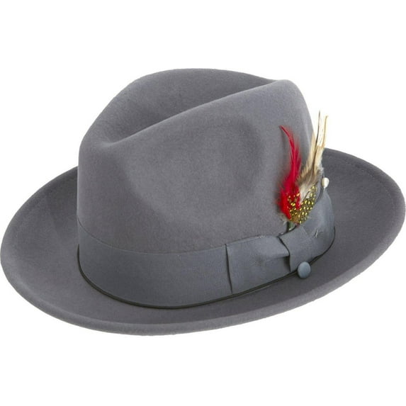 Montique Men's Grey Felt Pinch Fedora Untouchable Gangster Hat H09