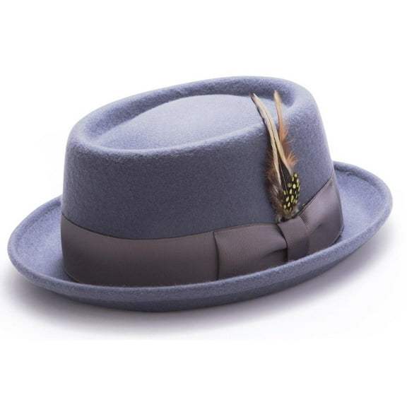 Montique Men's Grey Lite Felt Stingy Brim Pork Pie Felt Hat H44