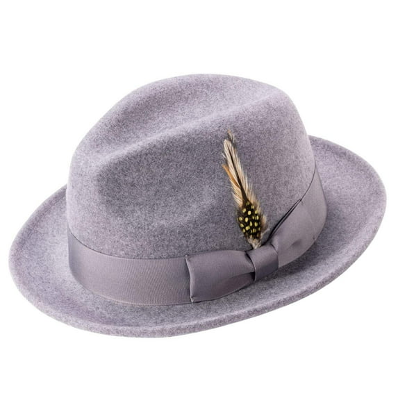 Montique Men's Grey Snap Brim Crushable Felt Wool Fedora Hat H10