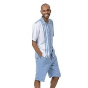 Montique Men's Light Blue Casual Fashion Short Set 7201 Size M, L