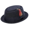 thumbnail image 1 of Montique Men's Navy Soft Rabbit Wool Snap Brim Pork Pie Teardrop Dent Hat H52, 1 of 4