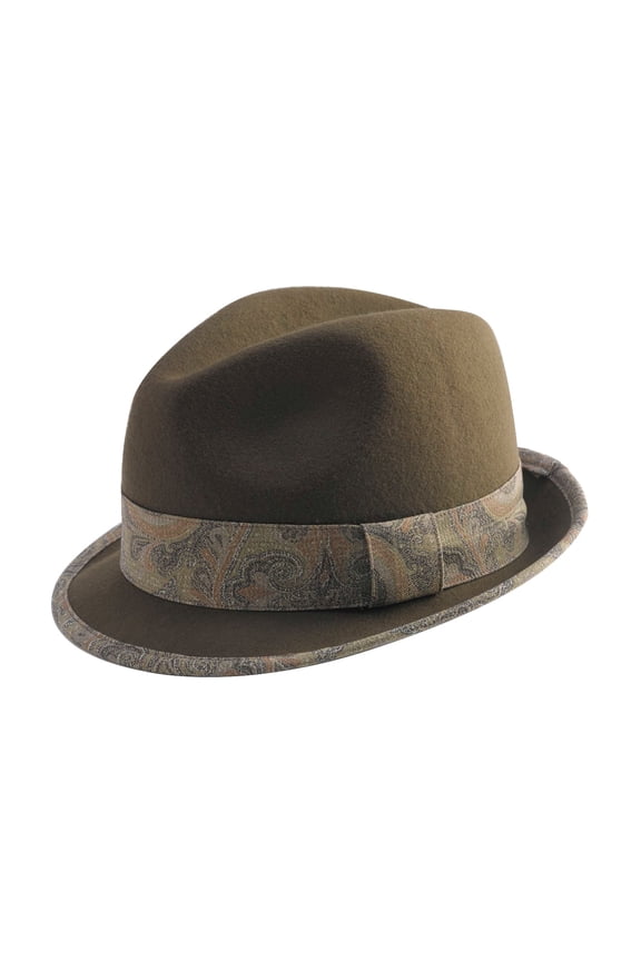 Men's Olive Fedora Stingy Brim Felt Hat H35