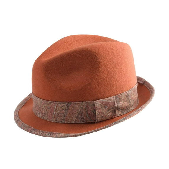 Montique Men's Rust Fedora Stingy Brim Felt Hat H35 Rust