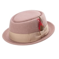 Crushable Wool Felt Pork Pie Fedora Hat For Men & Women With Feather - Multiple Sizes