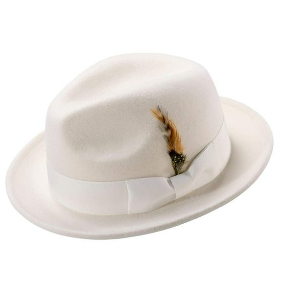 Montique Men's White Snap Brim Crushable Felt Wool Fedora Hat H10
