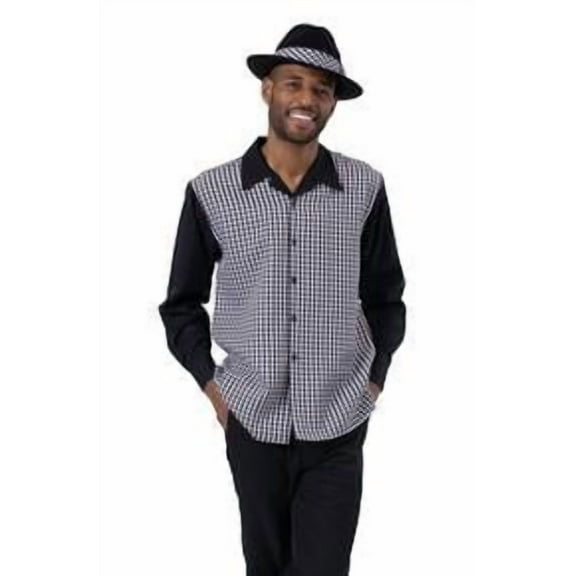 Montique Mens Casual Walking Suit Black Gingham 2 Piece 2260