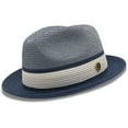 thumbnail image 1 of Montique Navy Two Tone Braided Pinch Fedora Hat H-22, 1 of 5