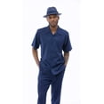 thumbnail image 1 of Montique Navy Walking Suit Solid Color Short Sleeve Shirt Men's Leisure Suit 696, 1 of 3