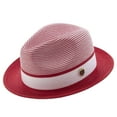 thumbnail image 1 of Montique Red Two Tone Braided Pinch Fedora Hat H-22, 1 of 4