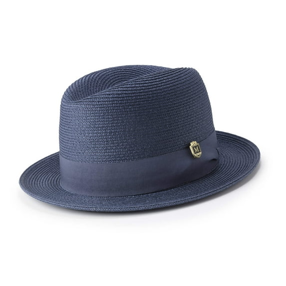 Montique Sapphire Braided Center Crease Hat With Matching Grosgrain Ribbon H-57