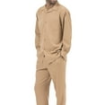 thumbnail image 1 of Montique Tan Solid Color 2 Piece Men's Walking Suit Long Sleeve Shirt 1641, 1 of 2