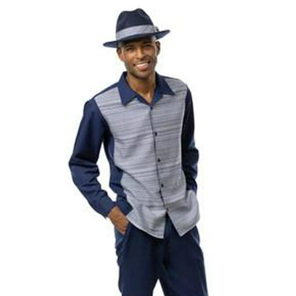 Montique Walking Suit for Men Navy Design Long Sleeve 2360