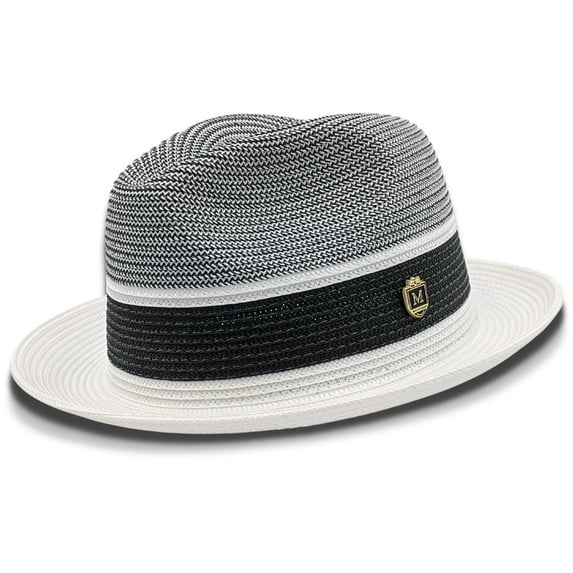 Montique White Brim Two Tone Braided Pinch Fedora Hat H-22