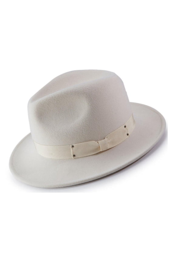 Montique White Color 2 1/2 Inch Wide Brim Wool Felt Hat H-70