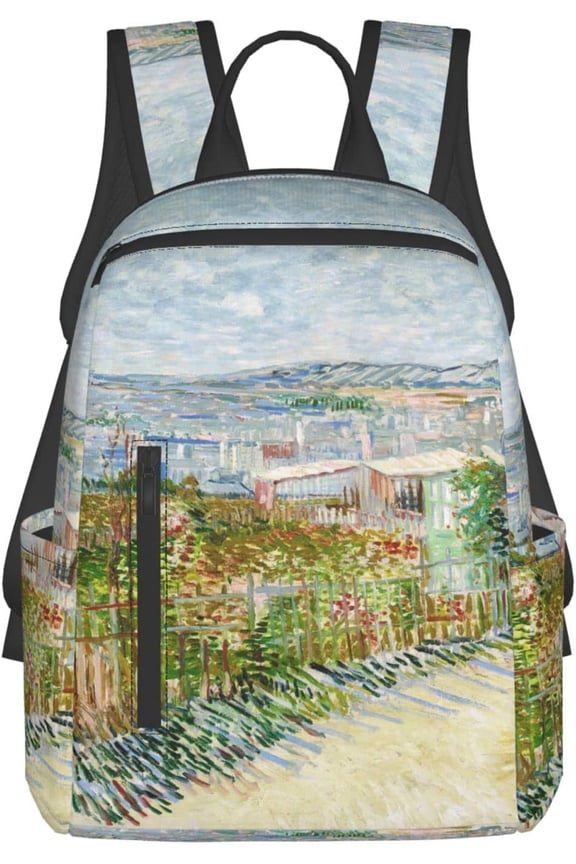Montmartre behind the Moulin de la Galette Backpack Flower Garden Daypack Backpack Lightweight Stylis to Work School Travel Outdoor