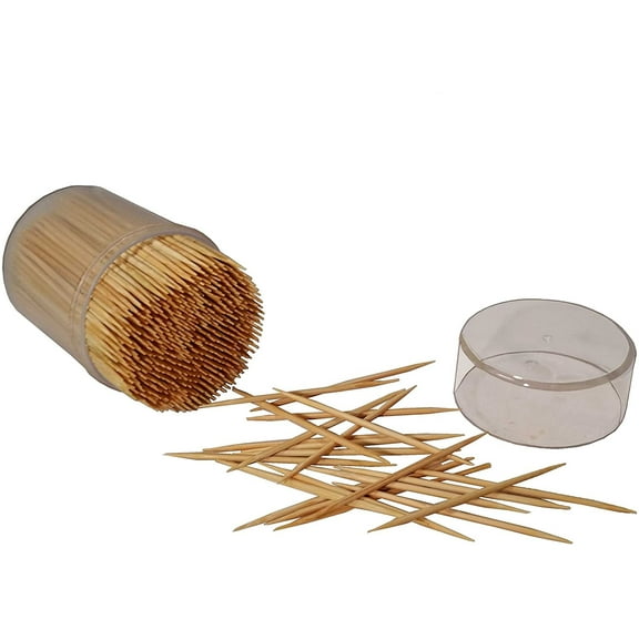 MontoPack Bamboo Wooden Toothpicks 2000 Piece Large Round Teeth Picks