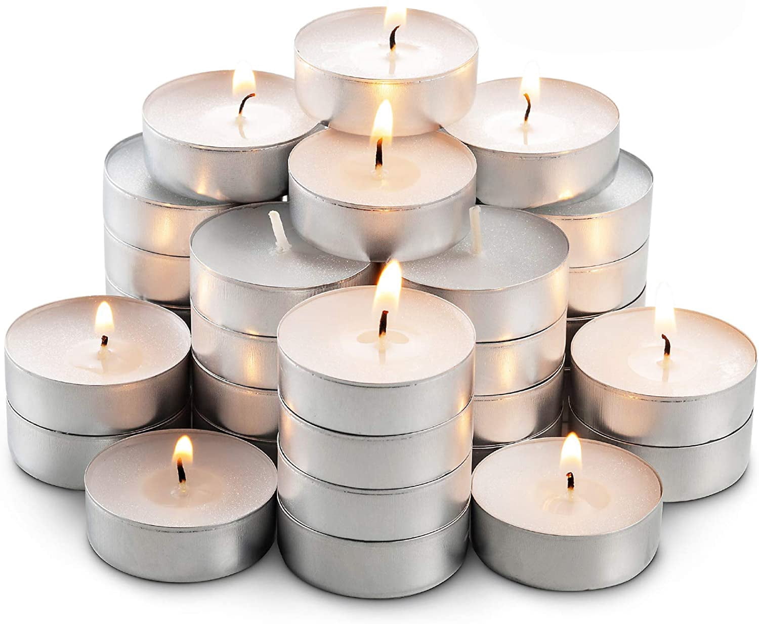 MontoPack Unscented Tea Light Candles 45 Pack | 4 Hours, White, Smokeless, Dripless Small Votive Paraffin Tealights | Long-Lasting for Home, Shabbat, Weddings, Events, Emergencies | Mini Candles Bulk